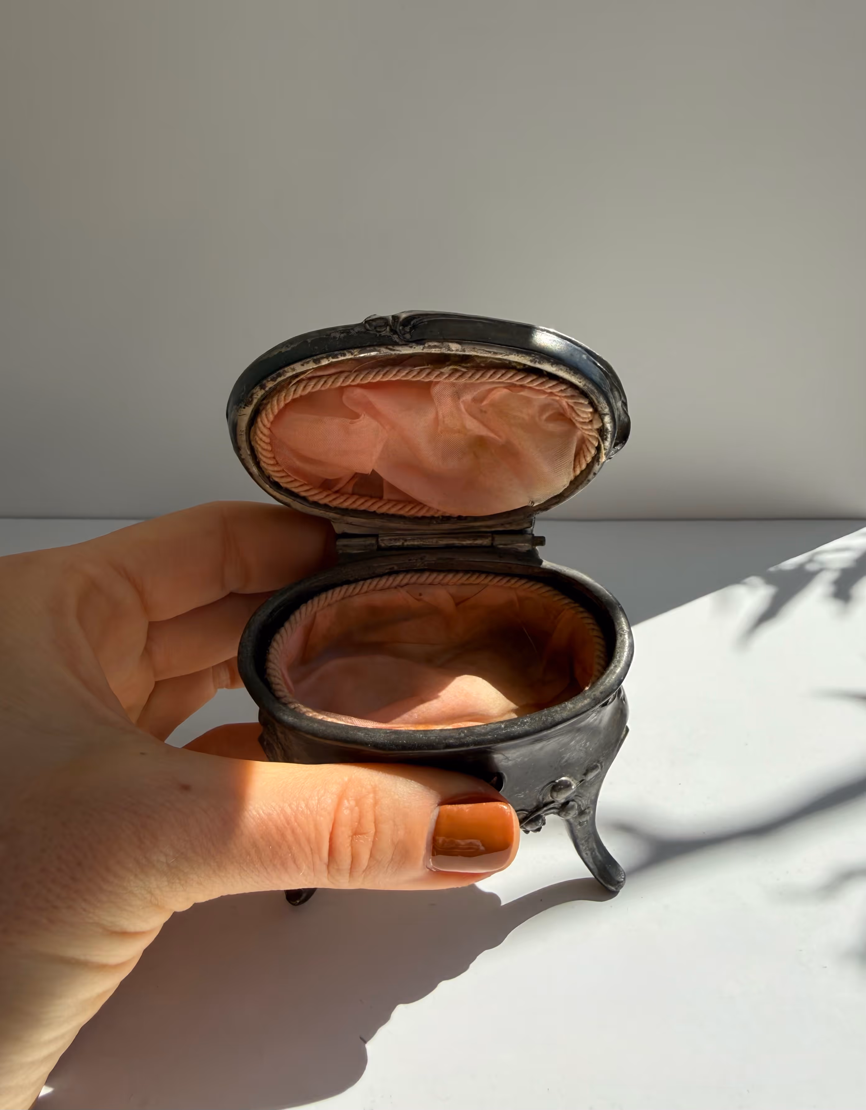 Antique Art Nouveau Pewter Jewellery Casket