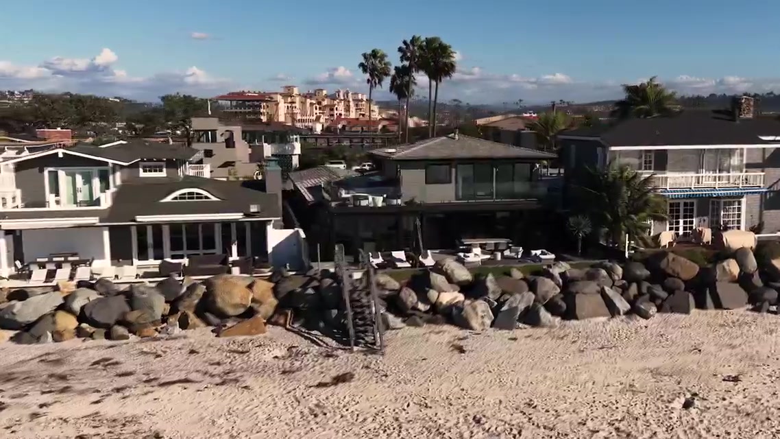 The oceanfront Sandy Lane compound seen from the beach