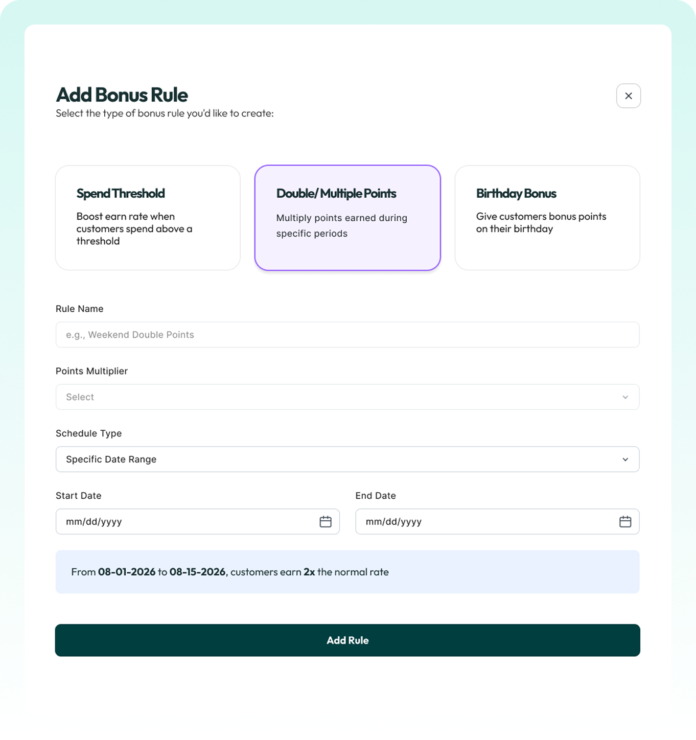 Multiple Points Feature Screen