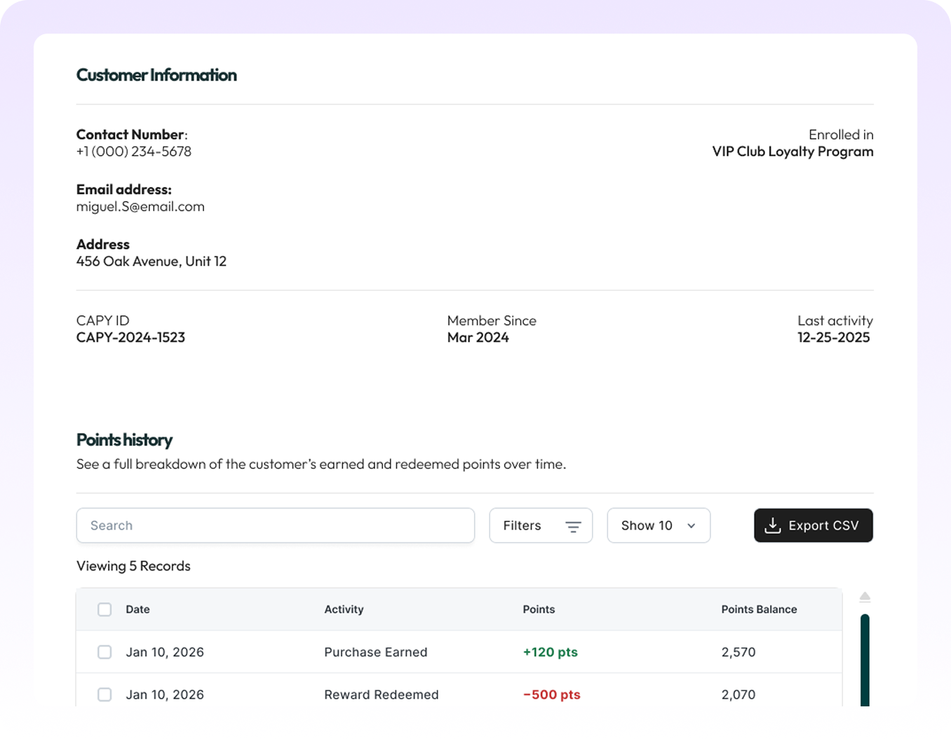 Customer Profiles Product Feature