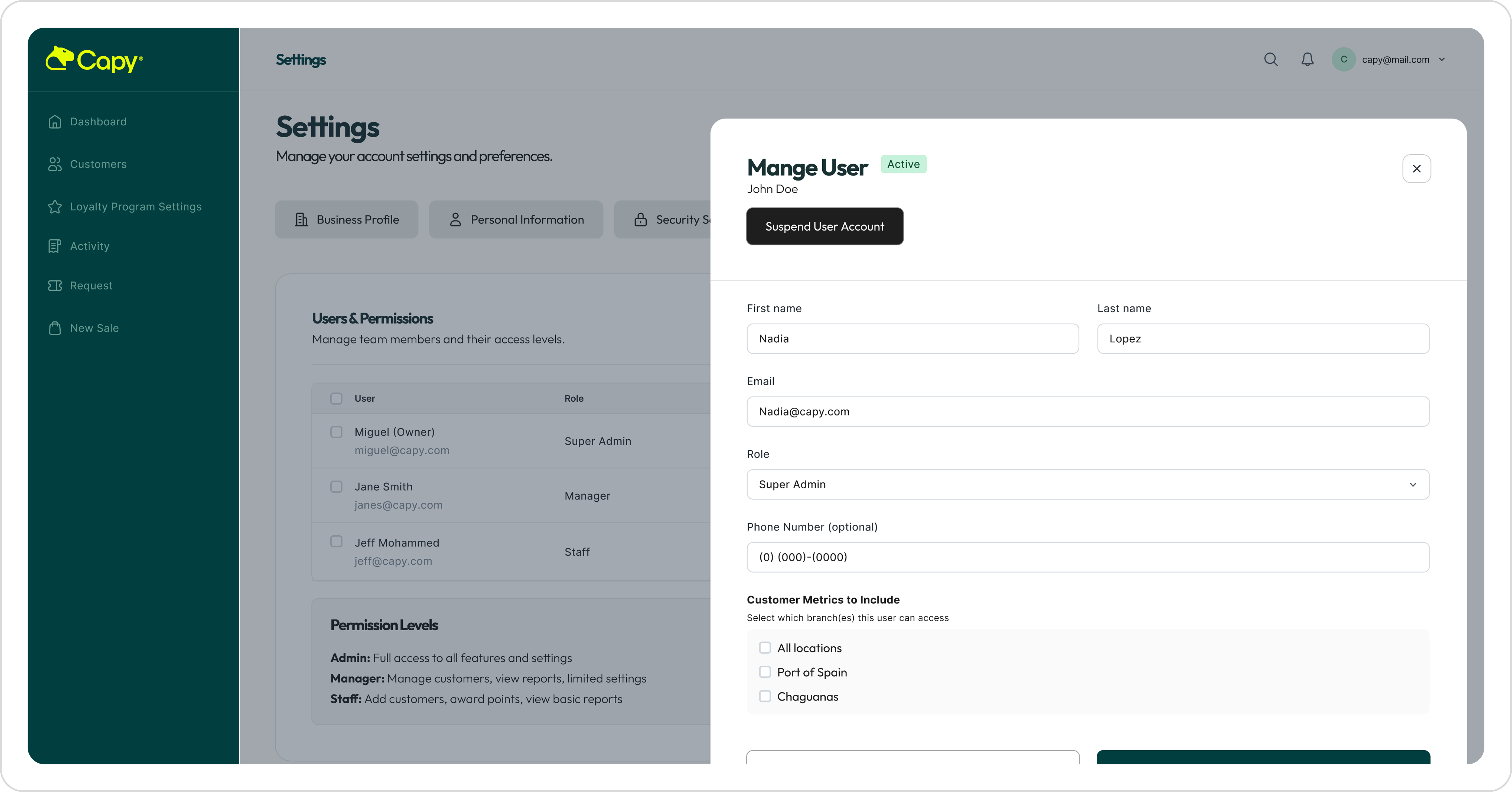 Team Management Product Feature