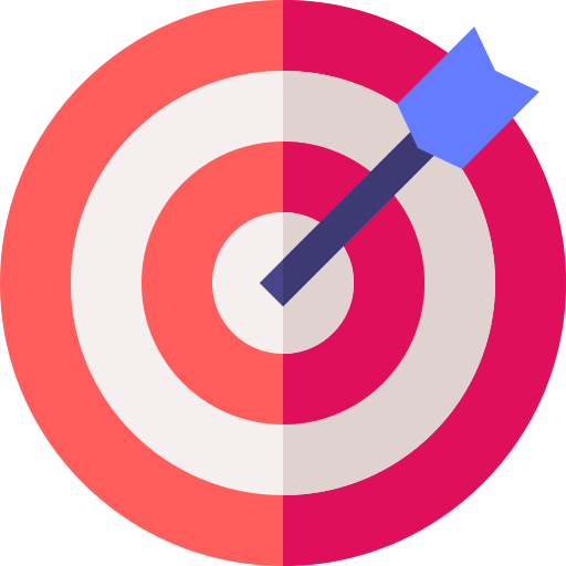 Dartboard with blue dart hitting the bullseye in the center of the red and white target.