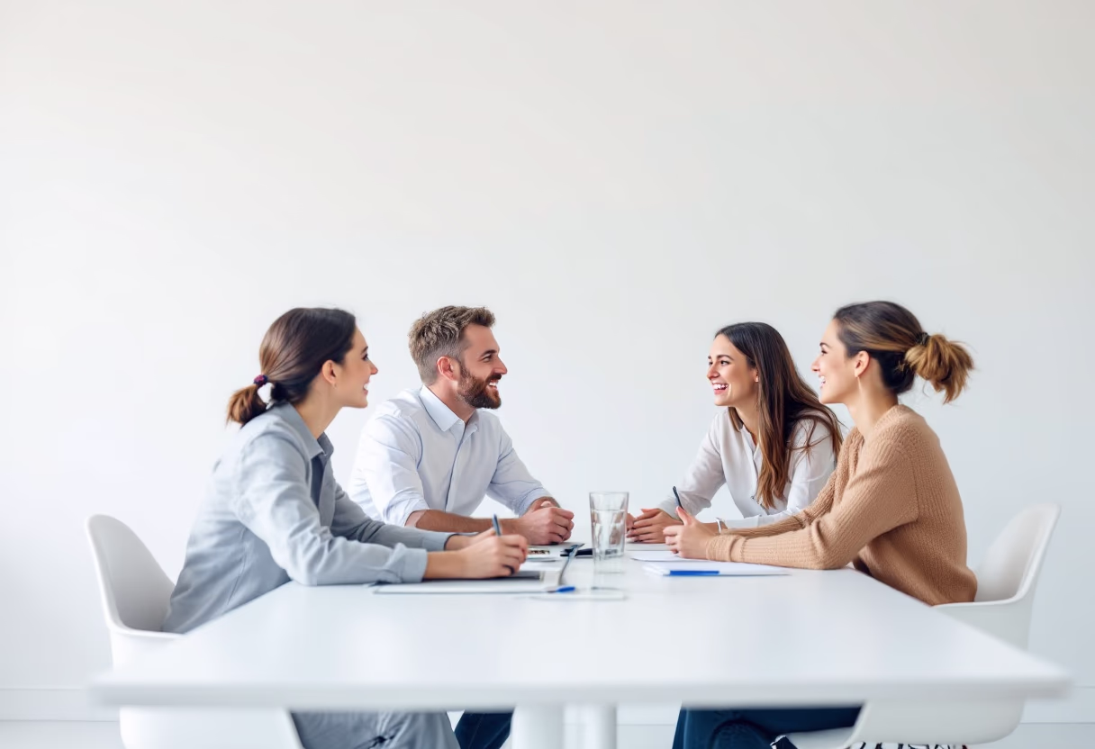 image of colleagues in a meeting room setting for a b2b saas