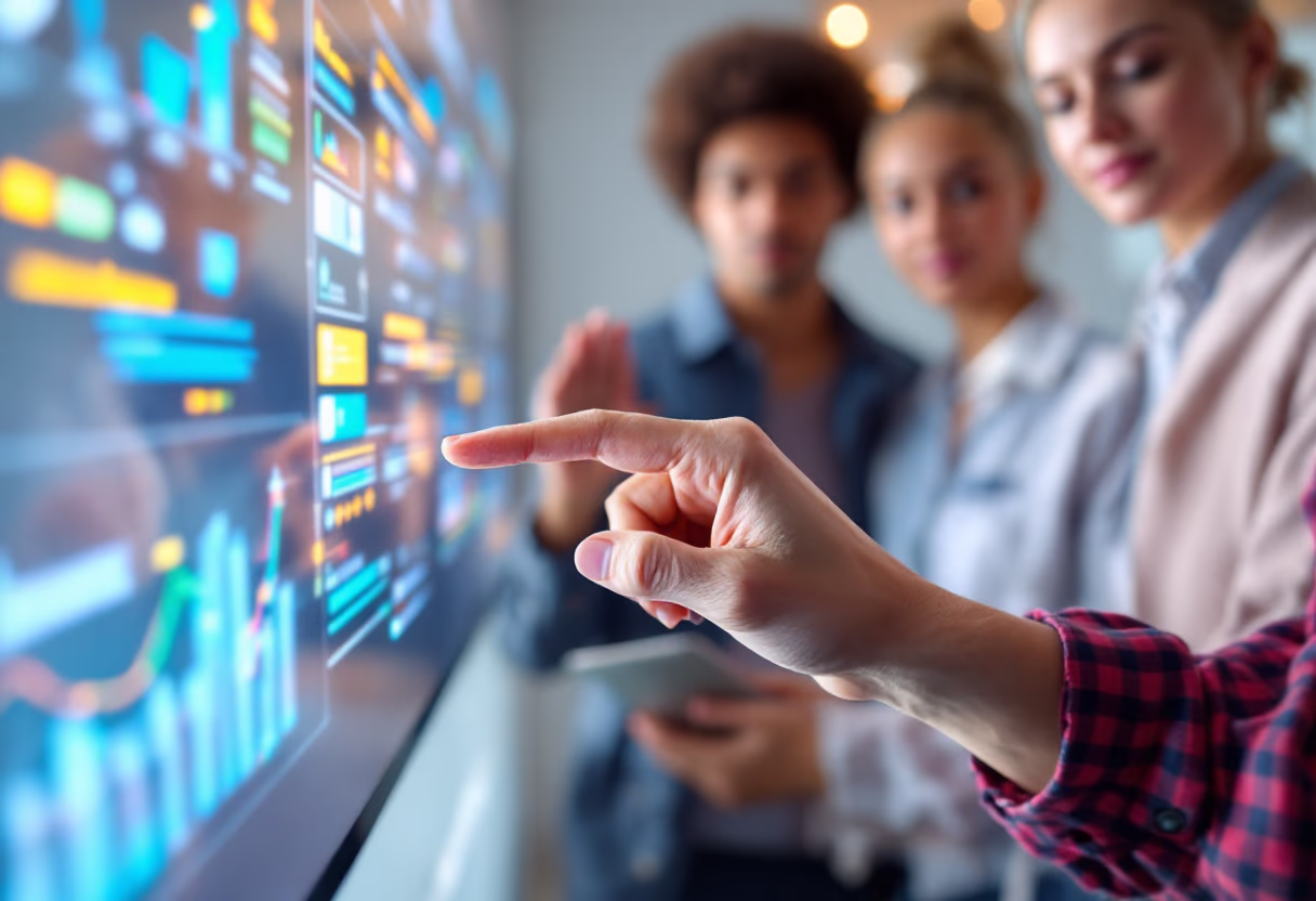 image of a teacher interacting with students using digital tools