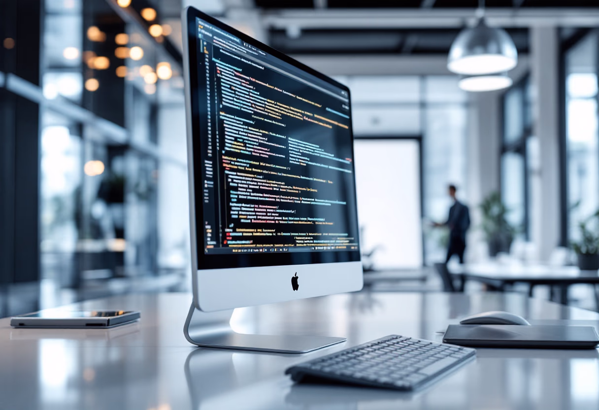 [background image] image of coding on a computer screen (for a ai fintech company)