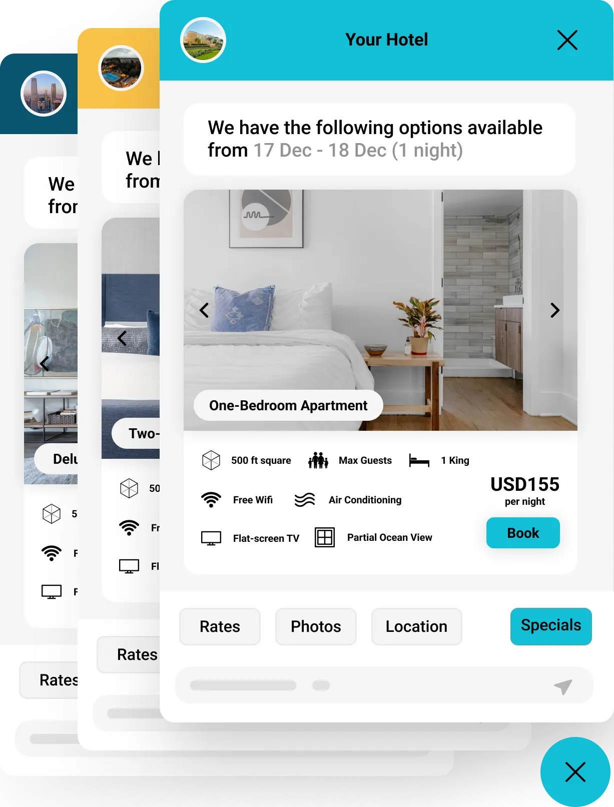 Customizable hotel chatbot widget