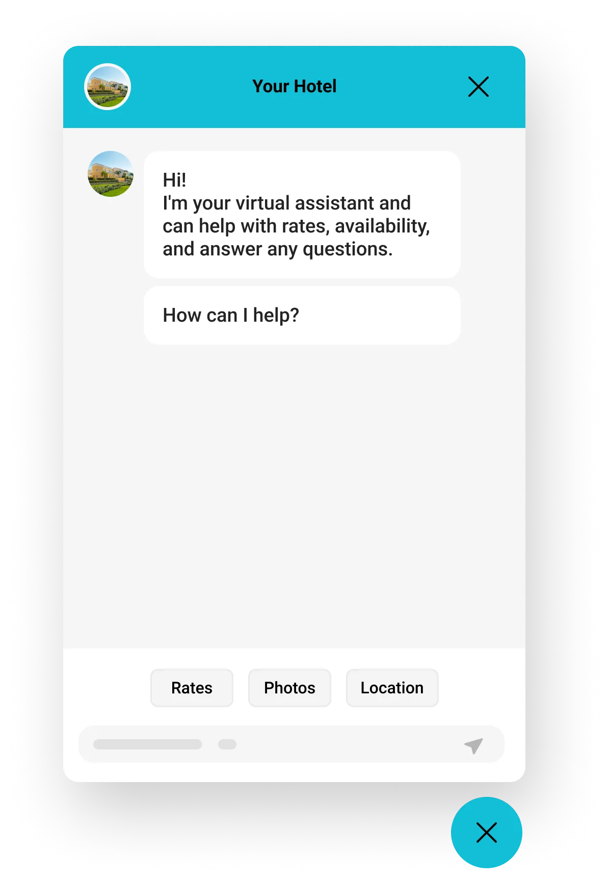 Always available hotel chatbot widget