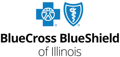 BlueCross BlueShield of Illinois logo with a blue cross and a blue shield icons above the company name.
