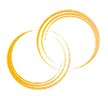 Interlocking golden rings logo with gradient shading on a white background.