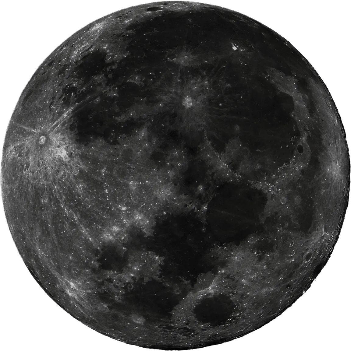 Detailed full moon showing craters and lunar mare patterns.