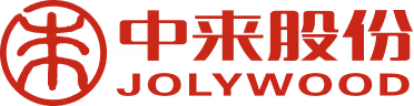Jolywood Firmenlogo mit chinesischen Schriftzeichen und rotem Symbol.