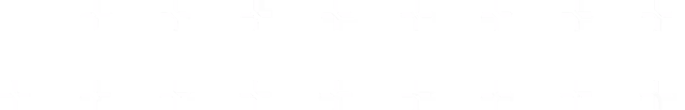 Muster aus weißen, abstrahierten Kreuzformen auf schwarzem Hintergrund.