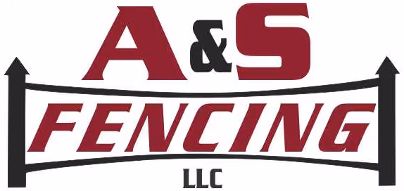Logo for A&S Fencing LLC with stylized letters and fencing design in red and black.