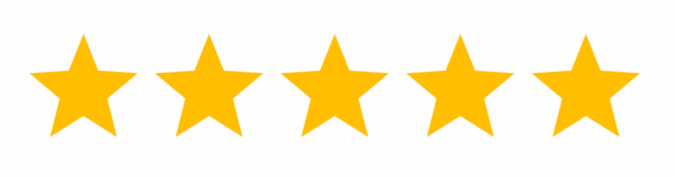 Five yellow stars in a horizontal row on a white background representing a five-star rating.
