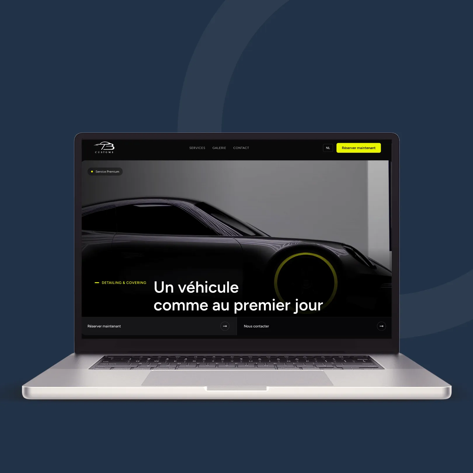 Mockup du site web TB Customs réalisé par Pushweb