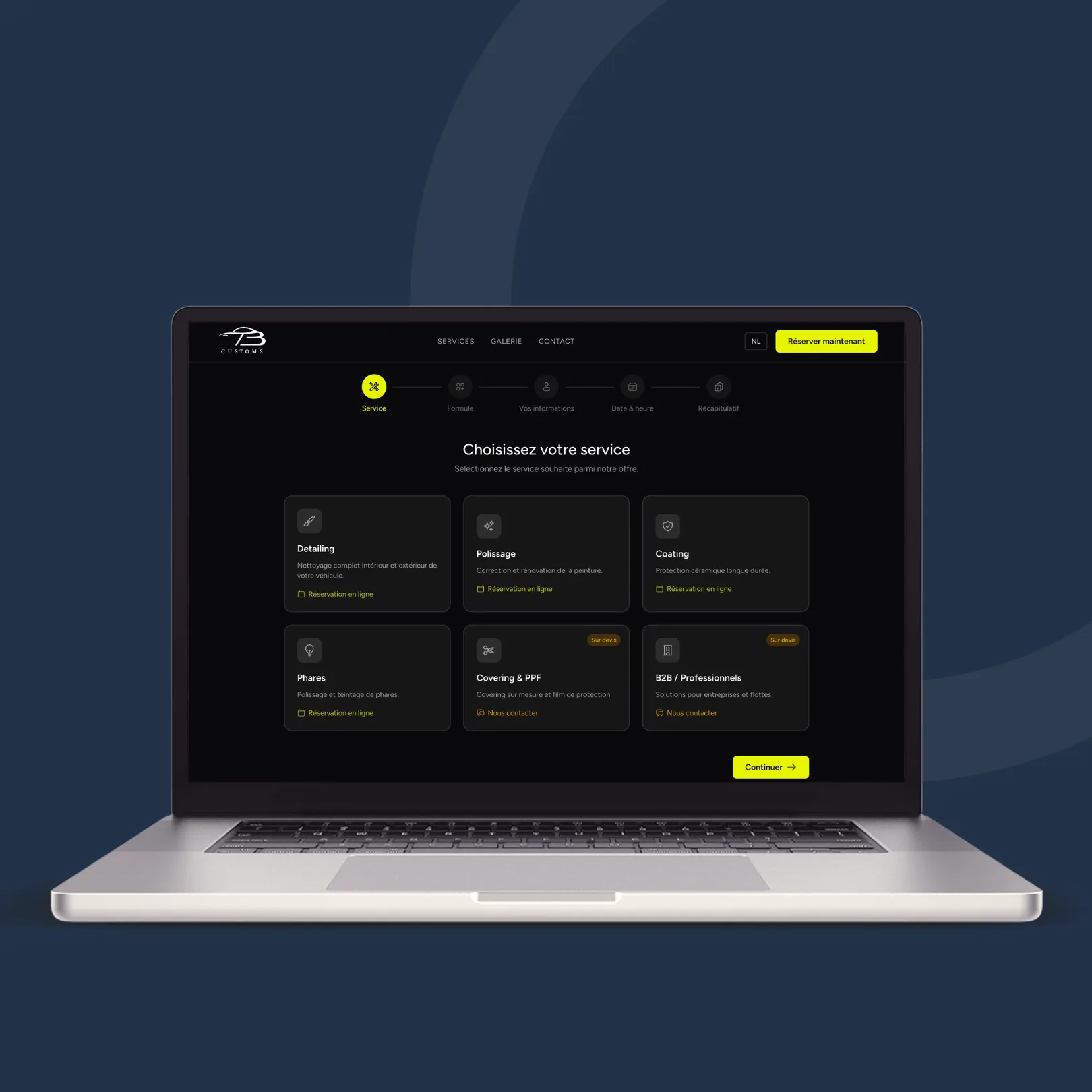 Mockup du site web TB Customs réalisé par Pushweb