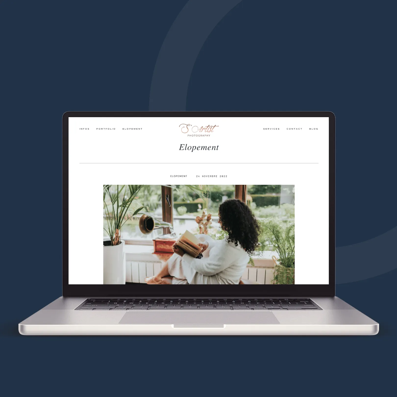 Mockup du site web Sartist Photography réalisé par Pushweb