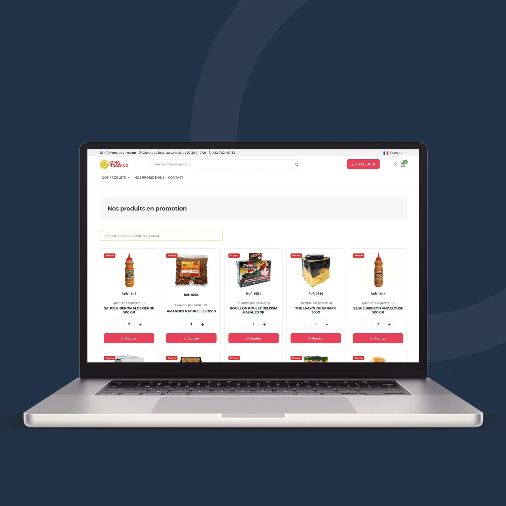 Mockup du site web Oma Trading réalisé par Pushweb