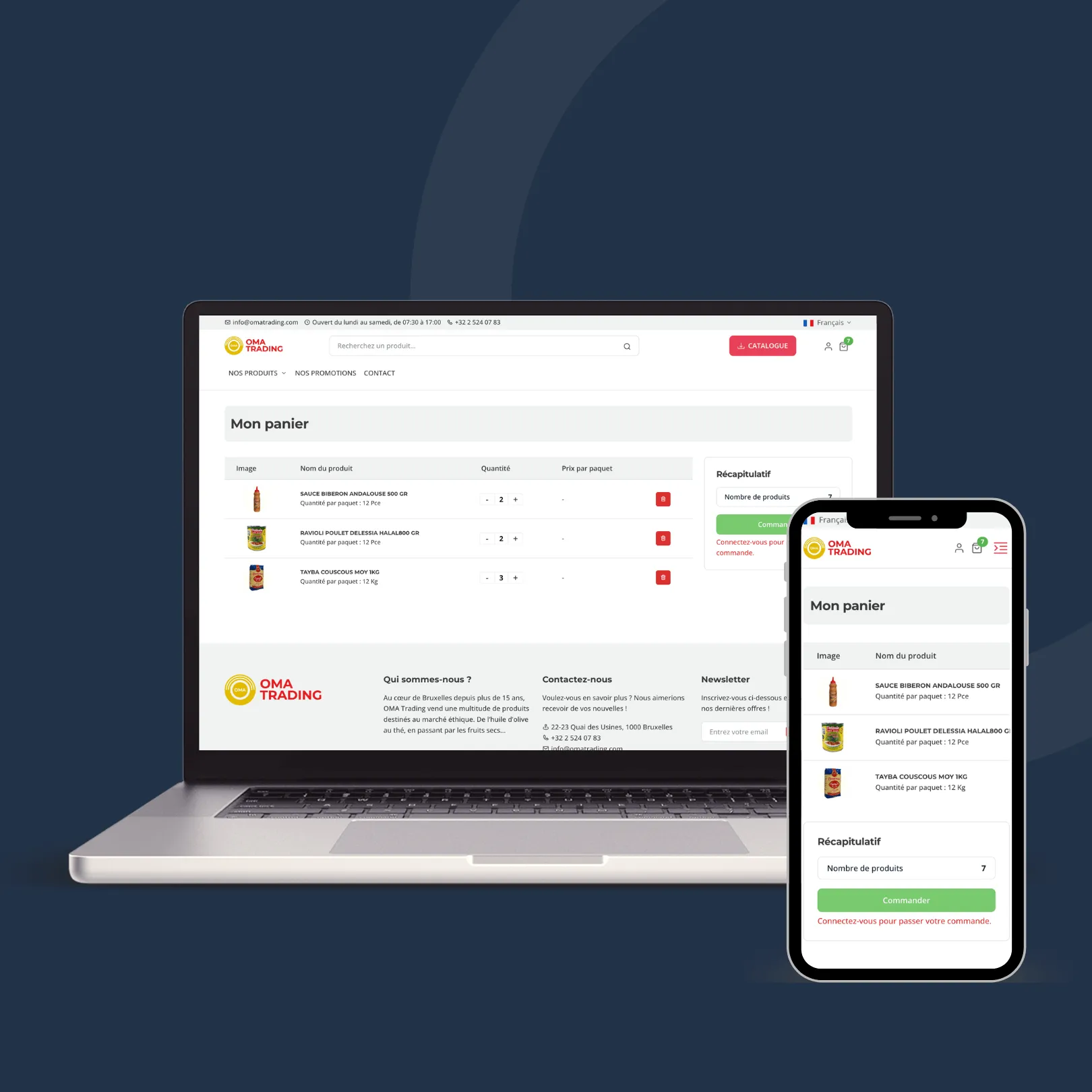 Mockup du site web Oma Trading réalisé par Pushweb