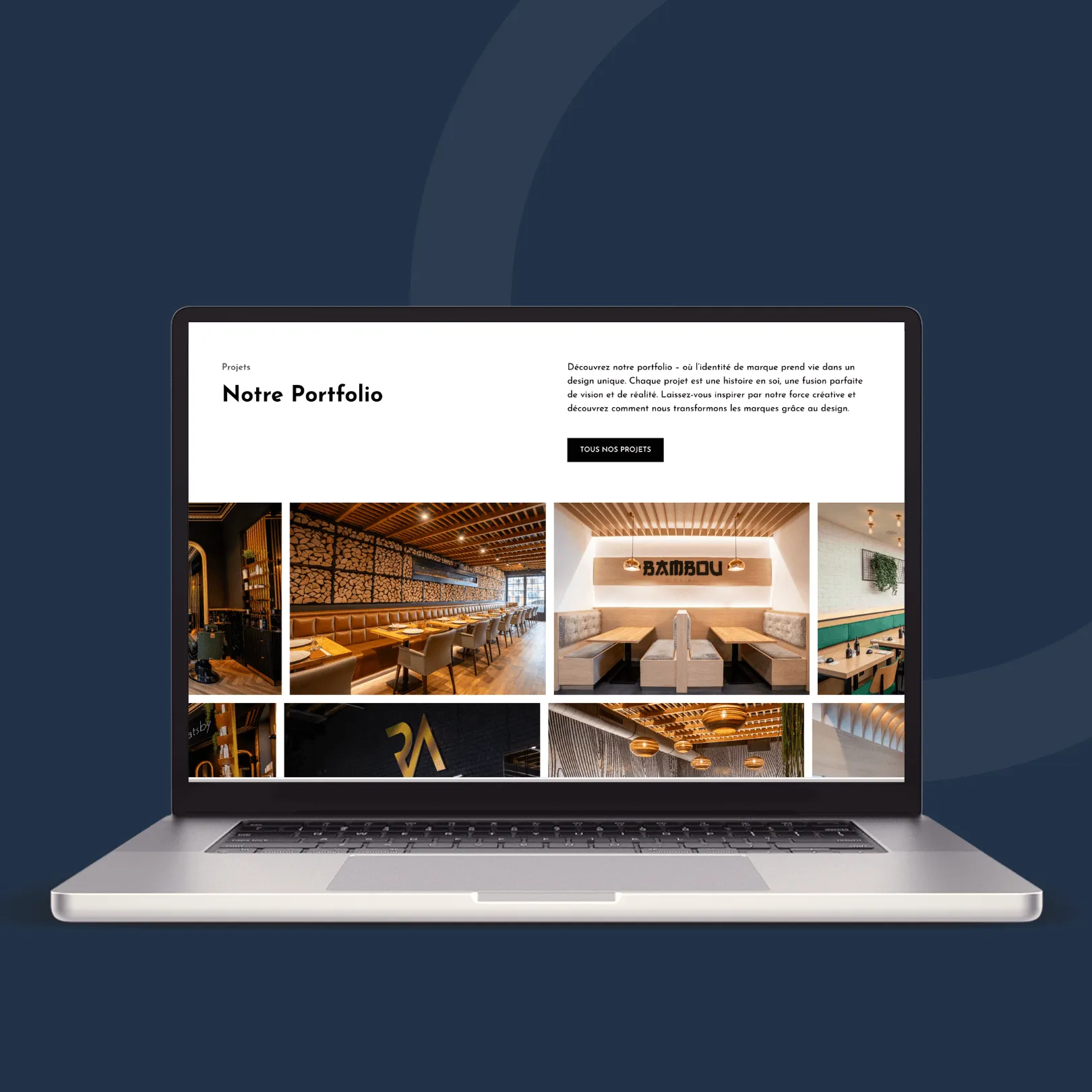 Mockup du site web Vision Interiors réalisé par Pushweb