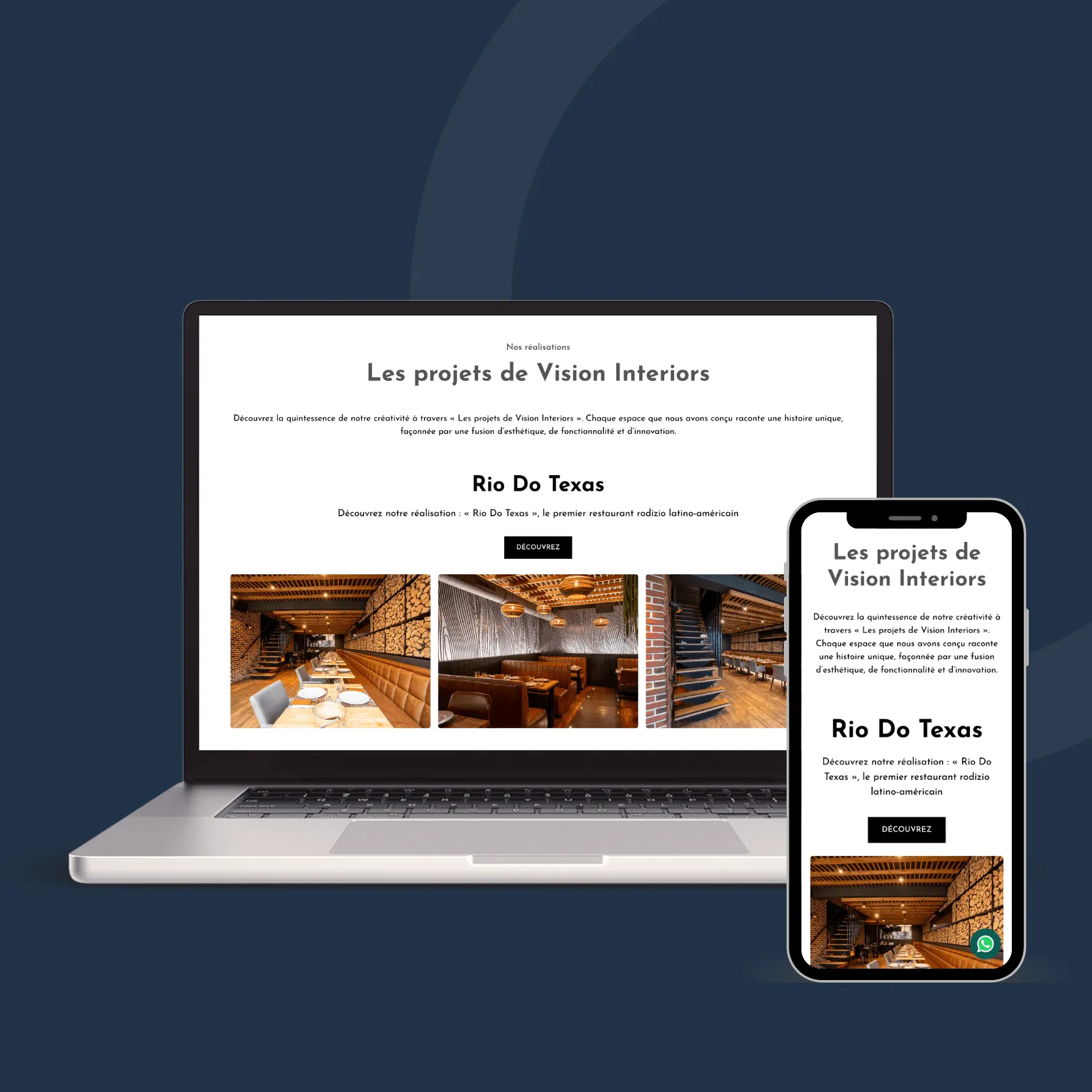 Mockup du site web Vision Interiors réalisé par Pushweb
