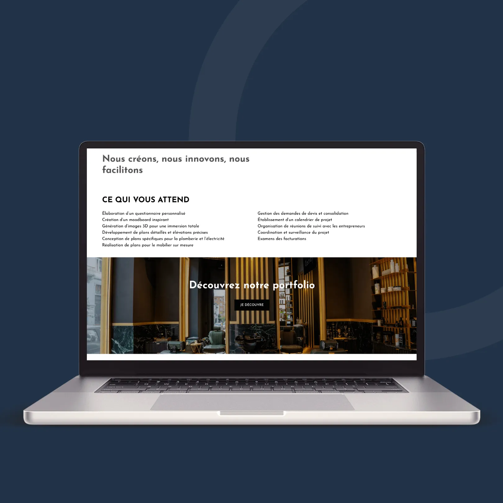 Mockup du site web Vision Interiors réalisé par Pushweb