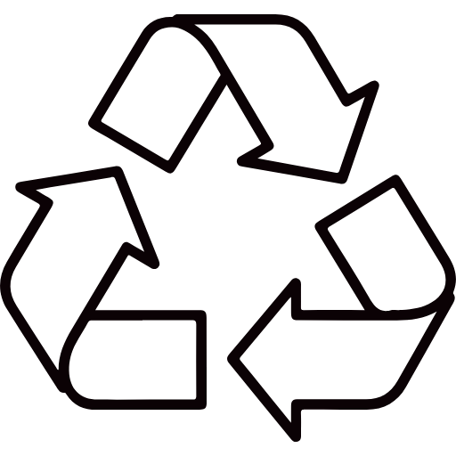 Recycling-Symbol mit drei sich drehenden Pfeilen symbolisiert Kreislaufwirtschaft und Nachhaltigkeit.