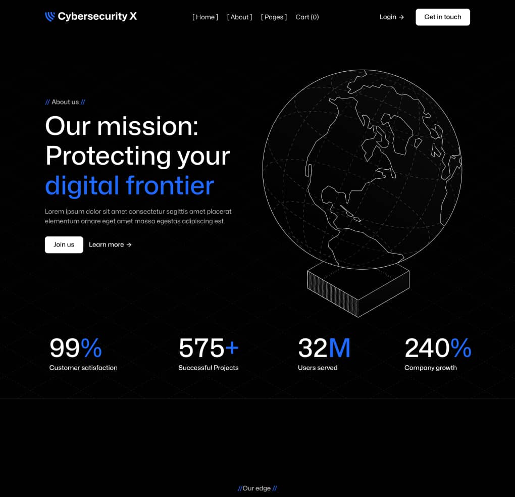 Cybersecurity X - About Page - Cyber Security Webflow Template
