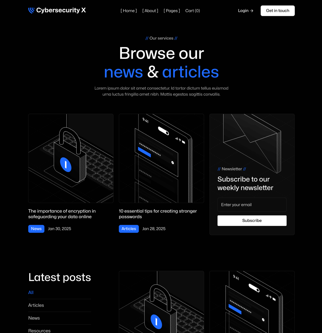 Cybersecurity X - Blog V3 Page - Cyber Security Webflow Template