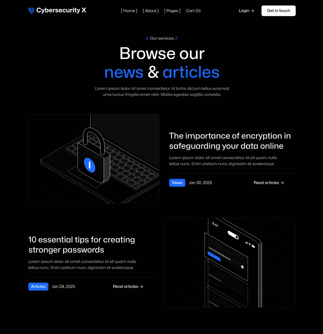 Cybersecurity X - Blog V1 Page - Cyber Security Webflow Template