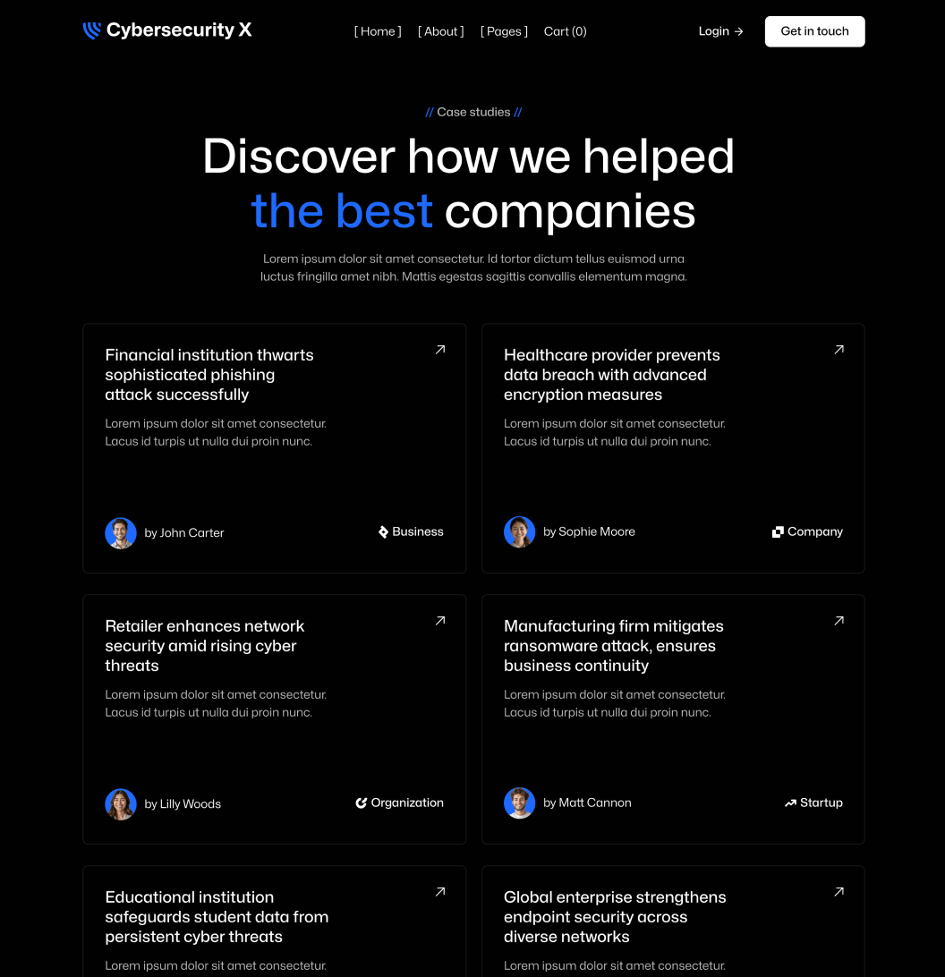 Cybersecurity X - Case Studies Page - Cyber Security Webflow Template
