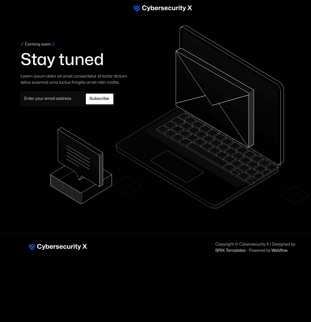 Cybersecurity X - Coming Soon Page - Cyber Security Webflow Template
