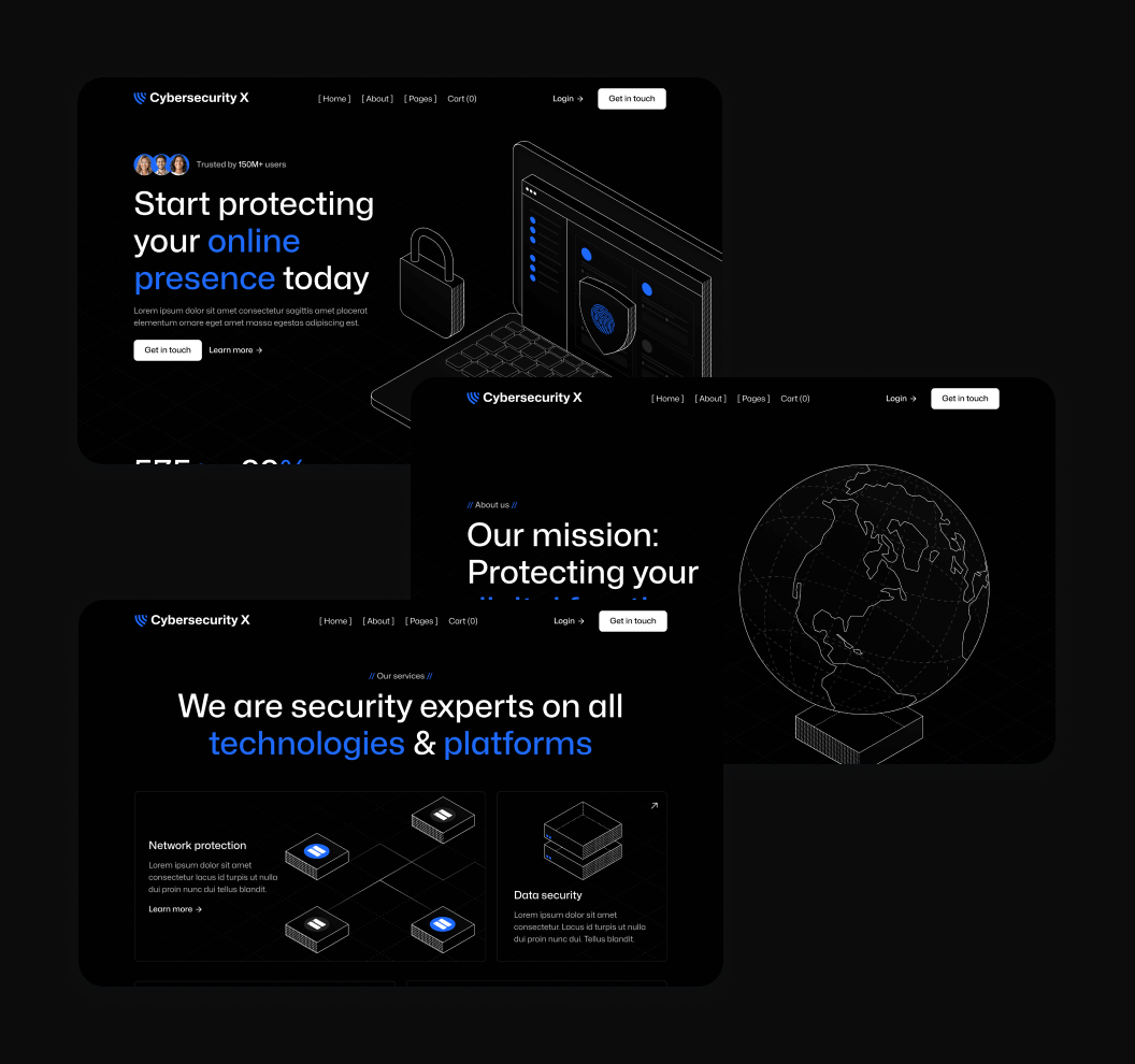 Cybersecurity X - Sections Included - Cyber Security Webflow Template