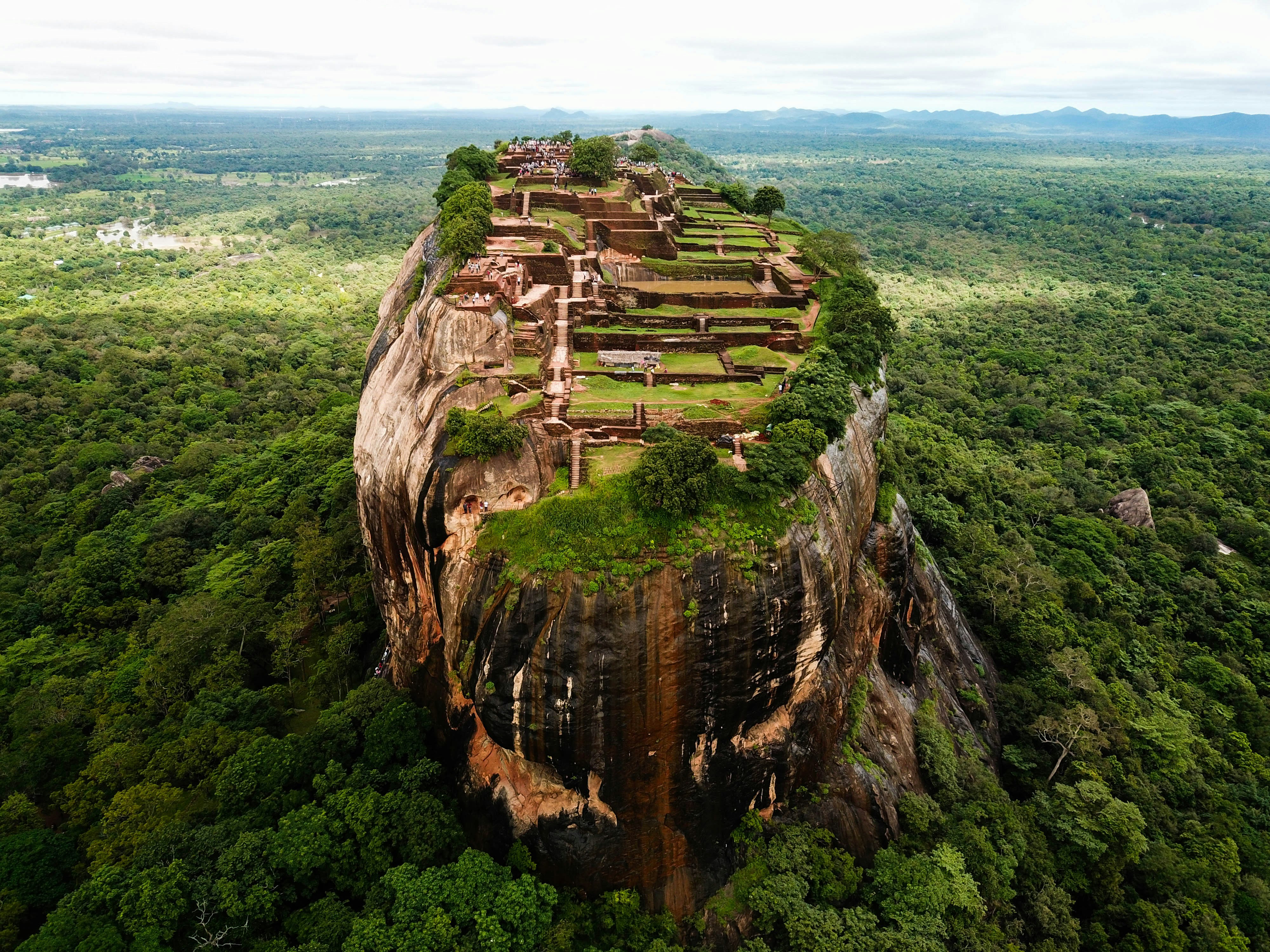 An aerial view of the top of the Sigiriya Lion Rock Sri Lanka