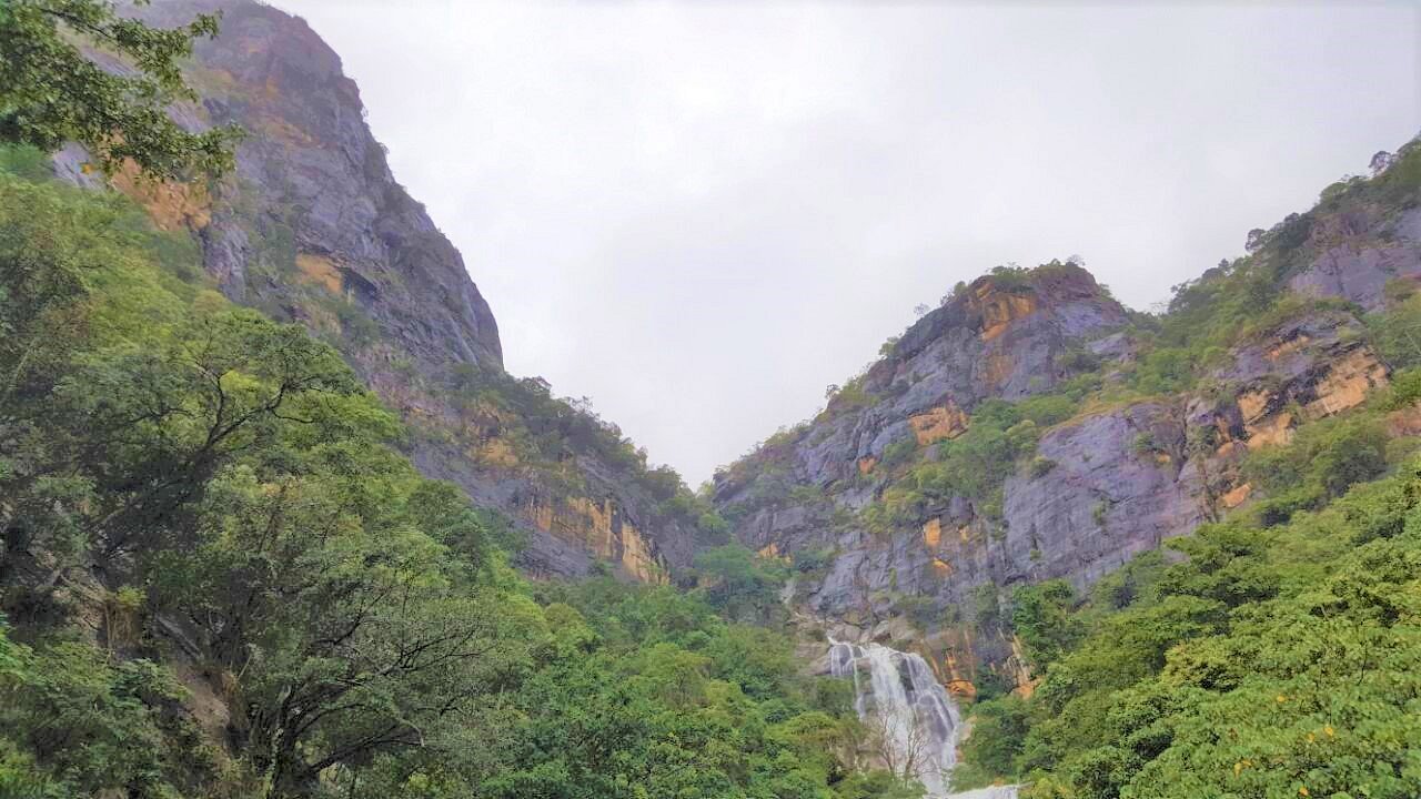 Hill view of the Ravana falls in Ella Sri Lanka