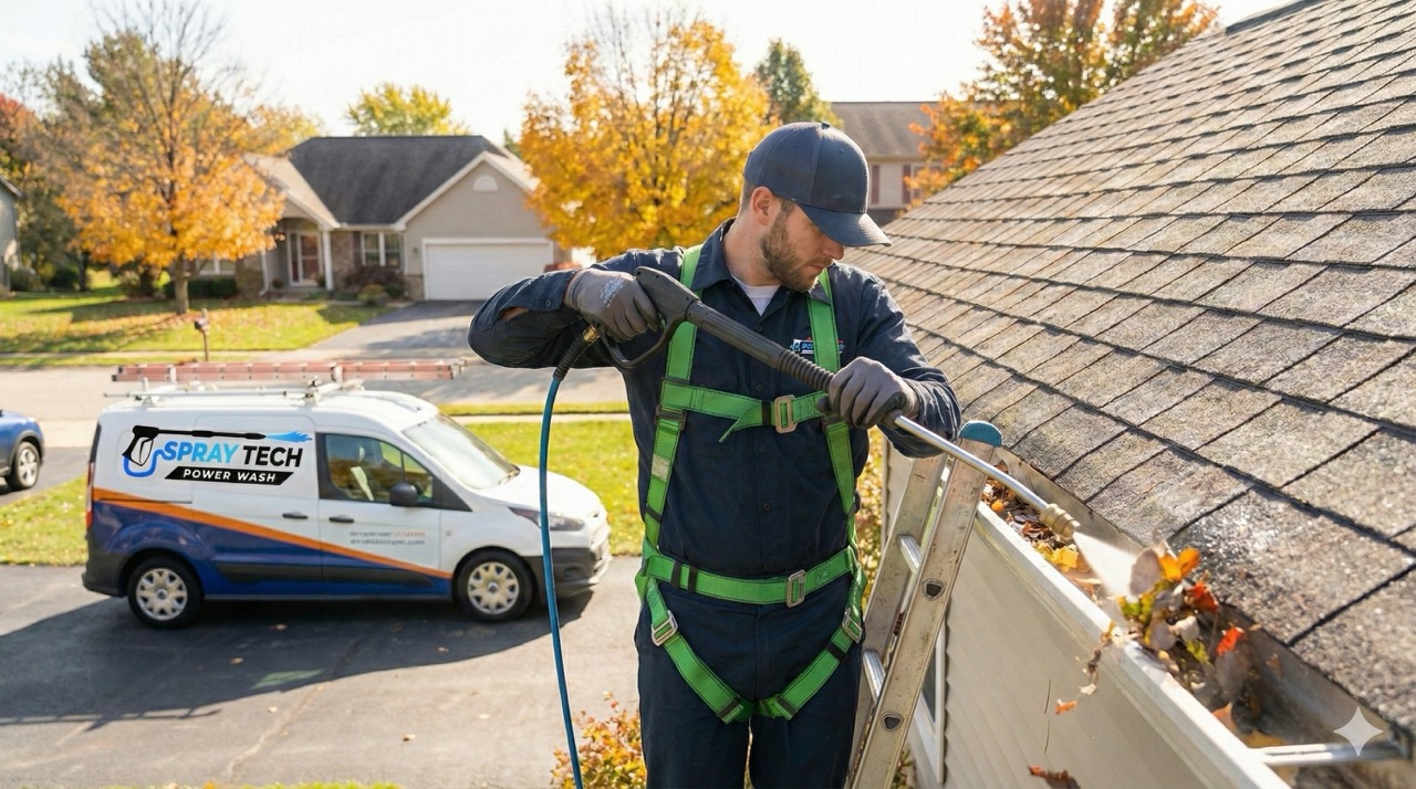 Clogged gutter needing professional cleaning in Palm Coast Florida