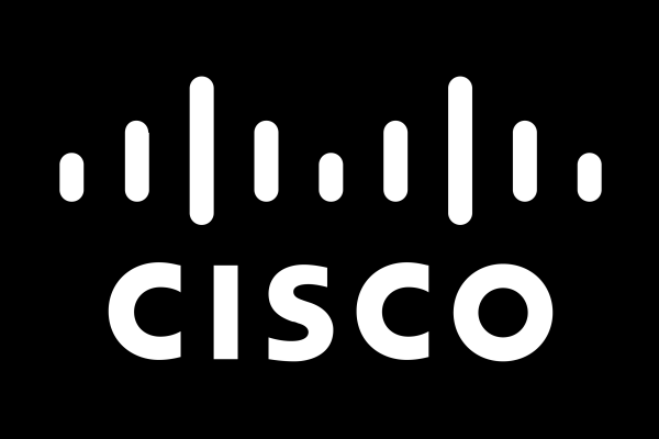 Cisco logo with stylized vertical bars above the word 'cisco' on a black background.