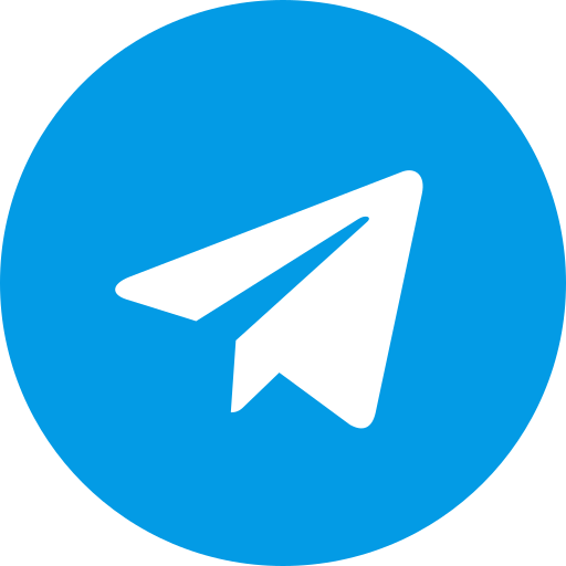 White paper airplane icon on a blue circular background representing the Telegram app.
