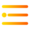 Icon of a menu with three horizontal lines and a circle on the left of the first line in a gradient from yellow to orange.