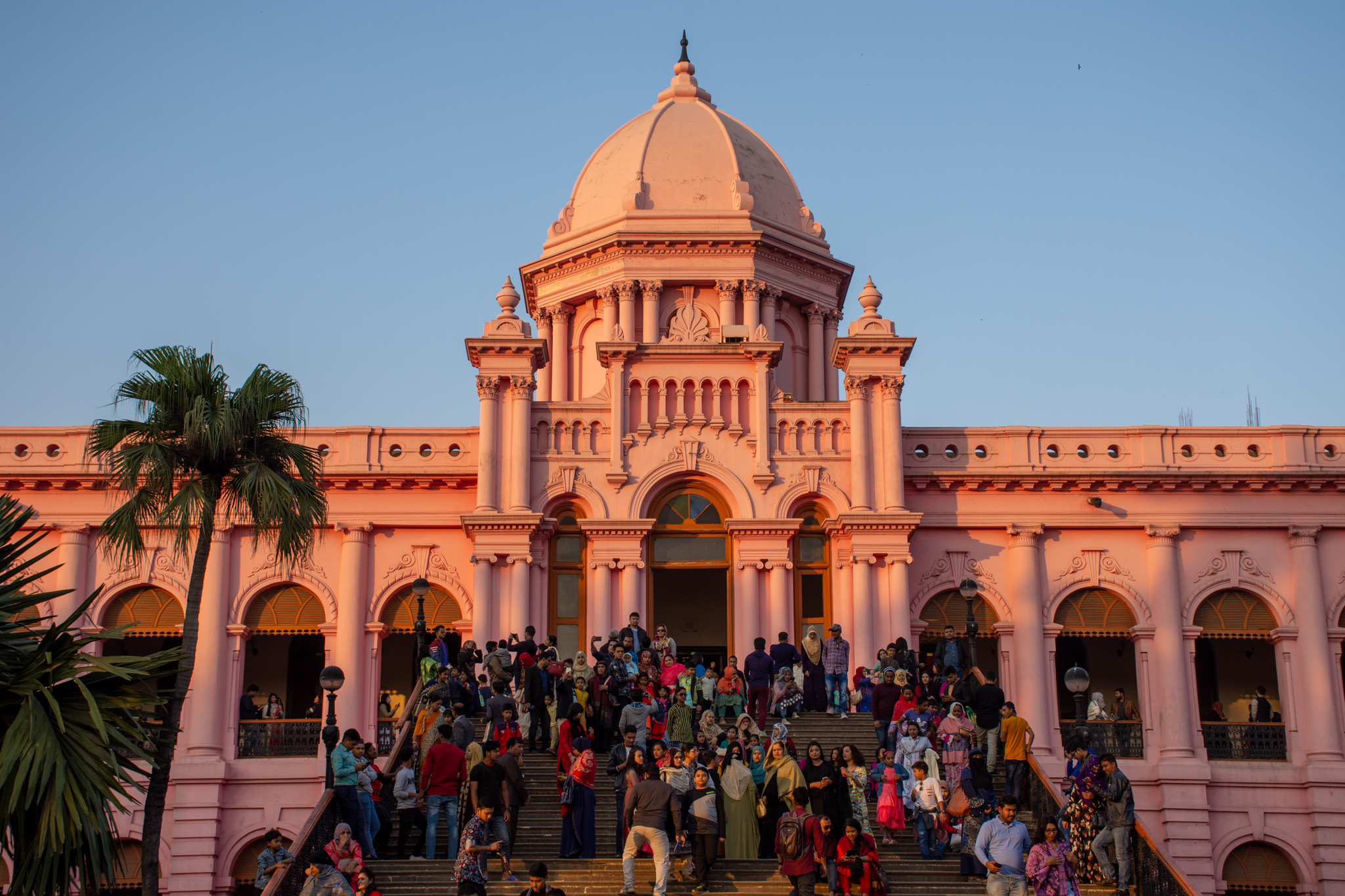 Front view of Ahsan Manzil in Dhaka, Bangladesh.