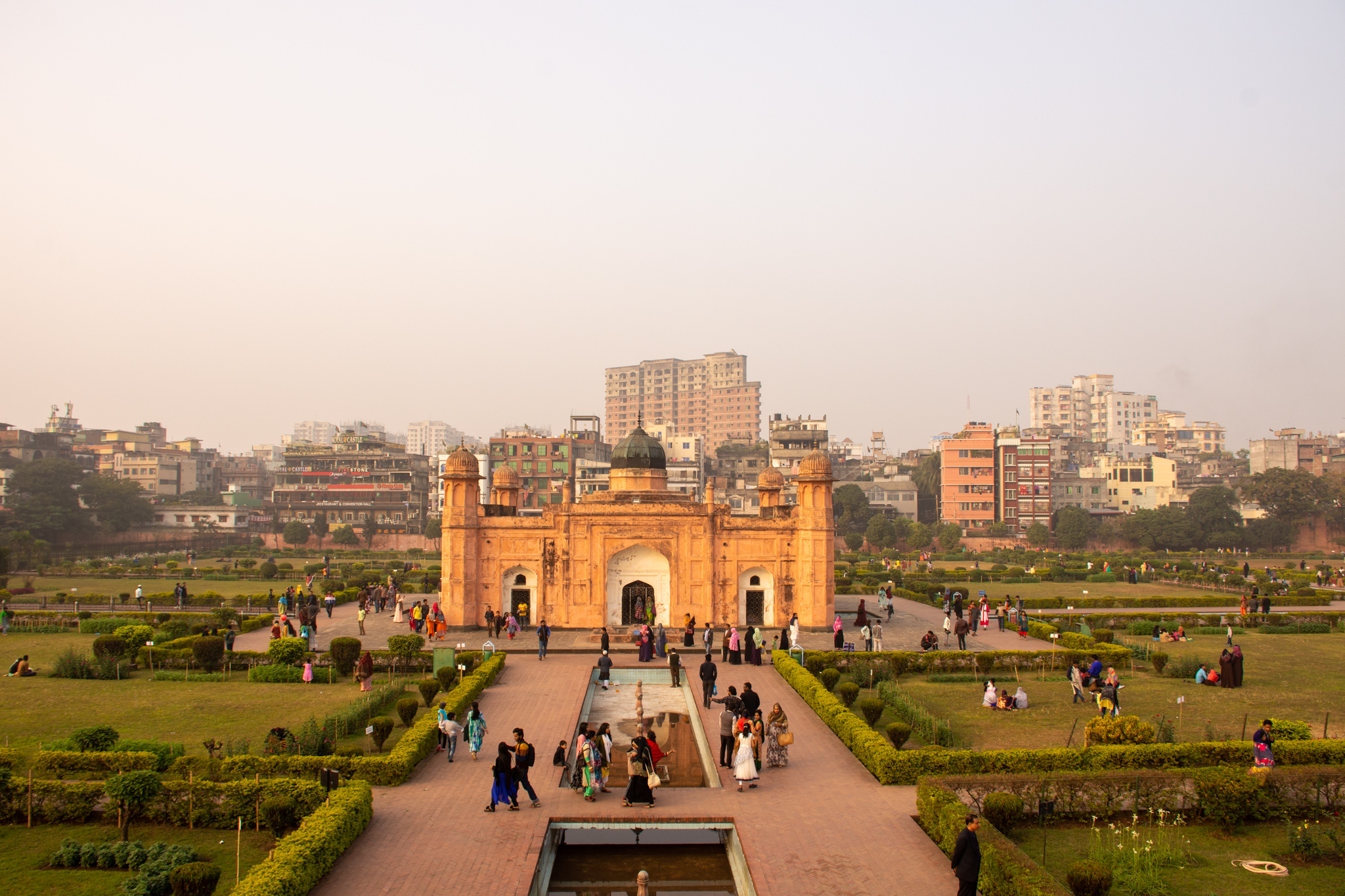 Front view of Ahsan Manzil in Dhaka, Bangladesh.