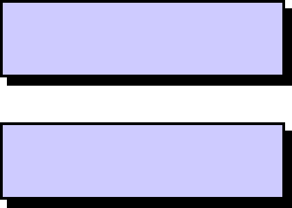 Two pastel purple button shapes centered on a black background, stacked vertically with significant space between them.