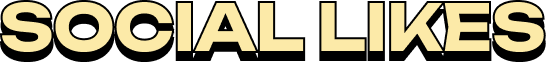 Text reading 'SOCIAL LIKES' in bold beige uppercase letters on a black background.