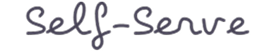 Handwritten text reading 'Self-Serve' in black on white background.