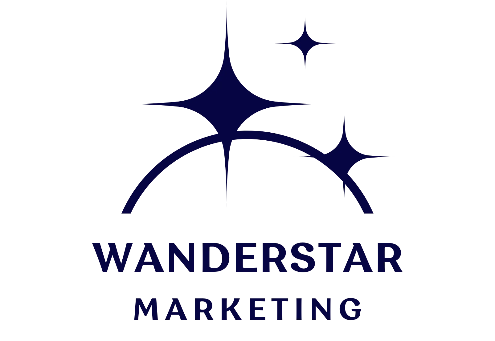 Wanderstar Marketing logo with a stylized arc and three shining stars above the text.