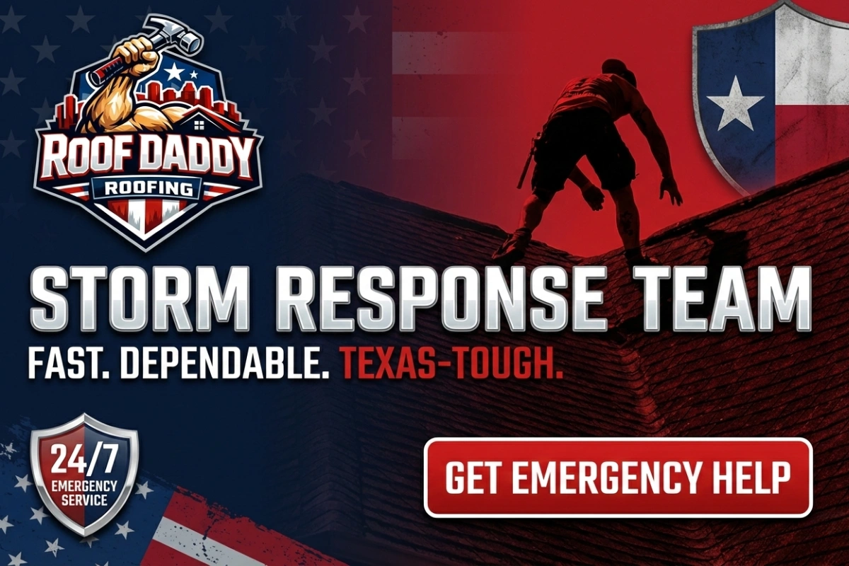 Houston storm damage roof repair experts at work