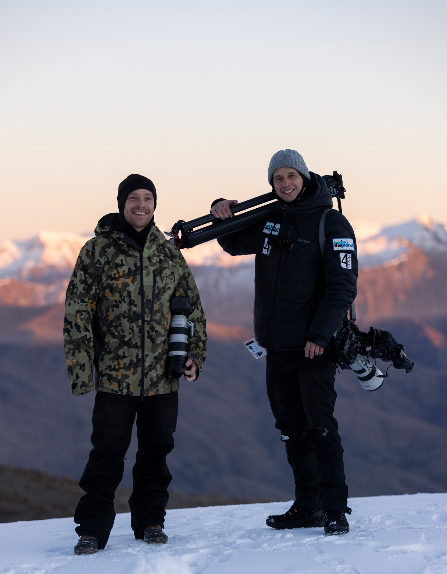 Vaughan Brookfield, commercial photographer standing on snow. 