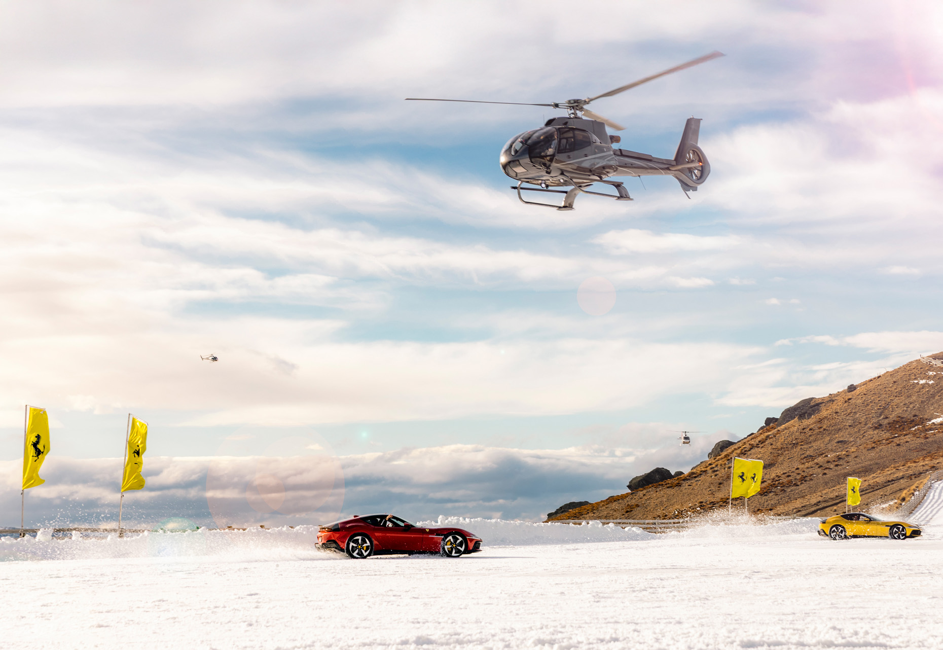 Commercial Photography, Ferrari on snow Queenstown NZ 