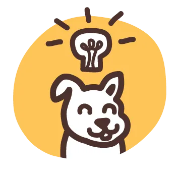 Icon of happy dog with lightbulb