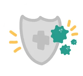 Icon of shield blocking bacteria